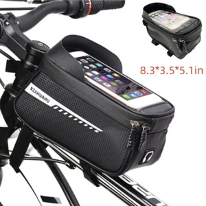 Bike Bag Bicycle Waterproof Bag Phone Holder Front Beam Bag Top Tube Frame Bag - Picture 1 of 16