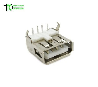 USB Type A Right Angle 90 Degree PCB Female Socket Connector 4 Pin  5 Pack - Image 1 of 4
