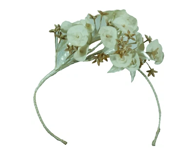 Ancienne couronne  / diadème de mariée Napoléon III fleurs en tissu Mode Mariage - Photo 1/4