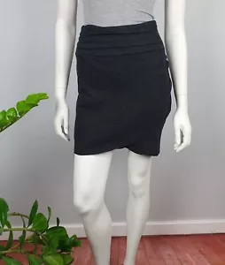 Country Road Size XS 100% Wool Short Mini Skirt Grey Mock Wrap Gathered Waist - Picture 1 of 11