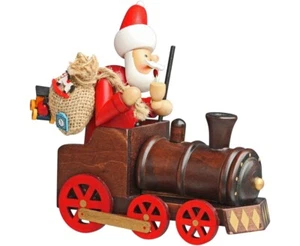 German Christmas incense smoker Santa Claus on the train bringing gifts XMAS - Picture 1 of 1