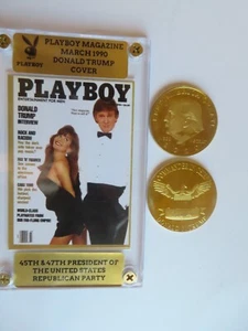DONALD TRUMP March 1990 Playboy Magazine DONALD TRUMP COVER Acrylic Case & COIN - Picture 1 of 7