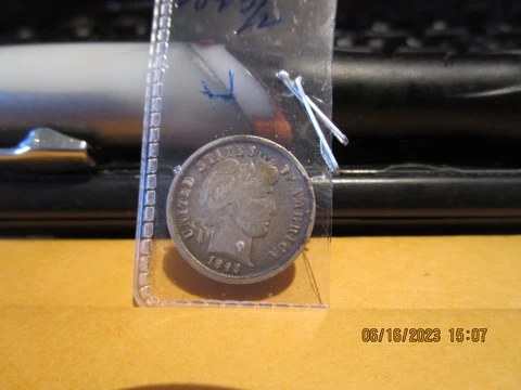 1893/2 Barber Dime  VF +++ Cover