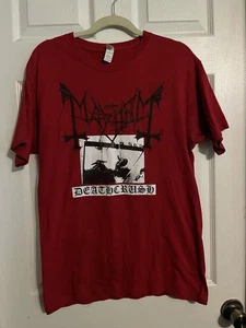 Rare Vintage 00s Mayhem Deathcrush Black Metal Tshirt Red Size M - Picture 1 of 5