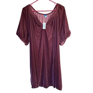 Old Navy Short Sleeve Velvet Mini Dress Raisin Arizona 2XL XXL Comfortable Drape - Picture 1 of 9