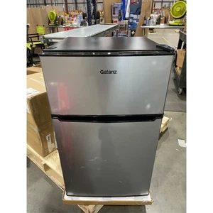 Galanz 3.1 Cu ft Two Door Mini Fridge with Freezer Stainless - Gray Small Dents - Picture 1 of 6