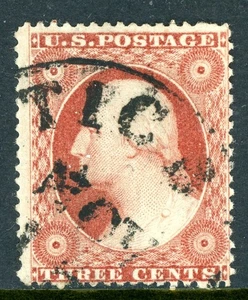 USA 1857 Washington 3¢ Dull Red Scott #26 VFU O638 - Picture 1 of 6