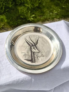 Kunst Teller Bernard Buffet Paris Gazelle sign. 1973 Sterling 925 Silber 210g ! - Bild 1 von 24