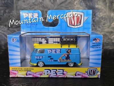 Furgoneta de reparto M2 Machines PEZ 1960 VW azul y amarillo escala 1:64 Foto 1 de 4
