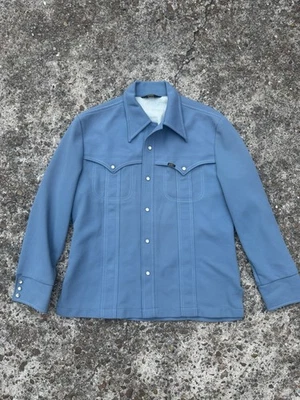 Vintage Lee Denim Leisure Suit Pearl Snap Mens Large Jacket Blue Made in USA - Image 1 of 4