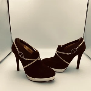 Baby Phat High Heel Chocolate Brown Suede Booties Women’s US Size 8.5 Heel 5” - Picture 1 of 21