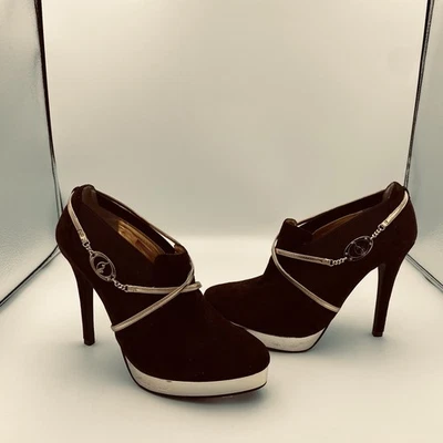 Baby Phat High Heel Chocolate Brown Suede Booties Women’s US Size 8.5 Heel 5” - Image 1 of 4