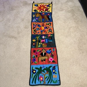 6 Panel Mika Tapestry Wall Hanging Handmade In San Blas Panama 62”x17” Unique!  - Picture 1 of 9