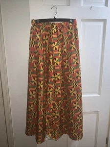 african print midi skirt Sz. L  Elastic Waistband w/ Tie - Picture 1 of 6