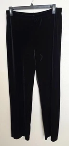 Coldwater Creek Black Velvet Pants Sz S Elastic Waist Pull On Stretch Small 30L - Picture 1 of 9