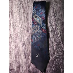 Don Roper Beverly Hills Krawatte Paisley blau Polyester Seide USA - Bild 1 von 10