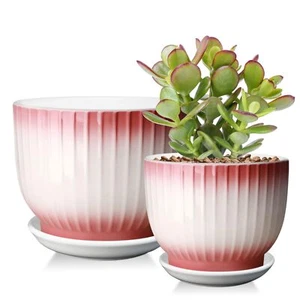 6.7 + 5.5 Inch Plant Pot Ceramic Planter with Drainage and Saucer Ceramic Pot... - Picture 1 of 7