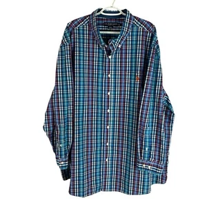 NEW US Polo Assn Mens Button Down Shirt 3XL Blue Plaid Cotton Blend Stretch $70 - Picture 1 of 5