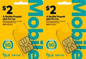 2 x Optus $2 Australia sim card PAYG Prepaid SIM Starter (free post with in AU) - Zdjęcie 1 z 3