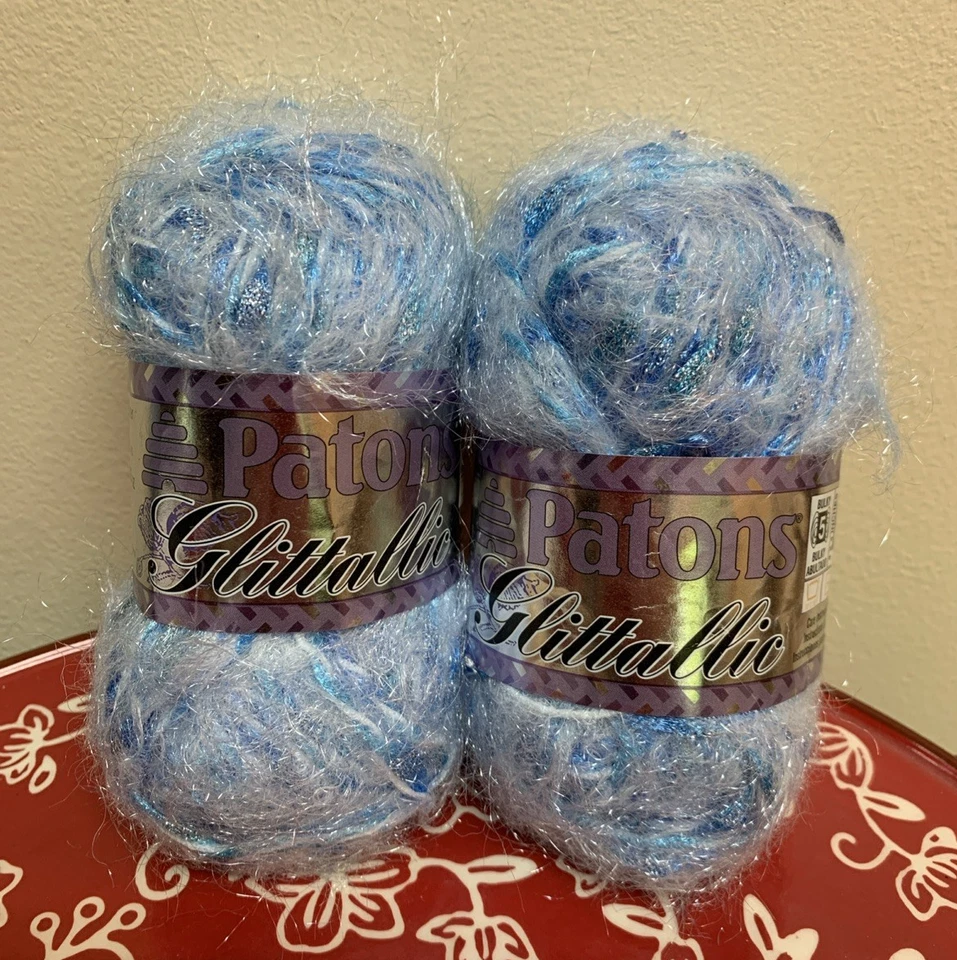 Patons Glittallic Tinsel Knitting Craft Novelty Blue Flash Yarn 20yd