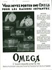 Publicité ancienne montre Oméga 1932 issue de magazine