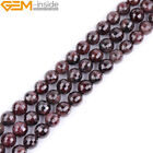 Natural Dark Red Garnet Gemstone Faceted Round Beads For Jewellery Making 15" UK