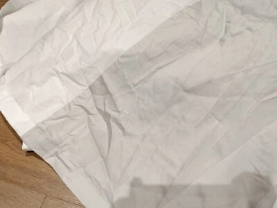 Hotel Collection King Bed Skirt, 100% Cotton White w light Green/Gray Trim, KING - Image 1 of 3