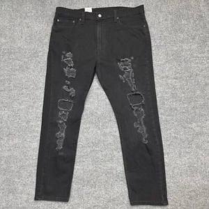 Levi's 512 Slim Taper Stretch Men's Black Jeans 38x30 Distressed Grunge Punk NWT - Picture 1 of 5