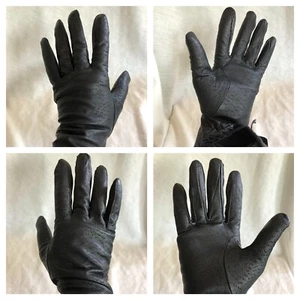 New Genuine Leather Black Gloves Acrylic Knit Lining Women's Medium M - Picture 1 of 9