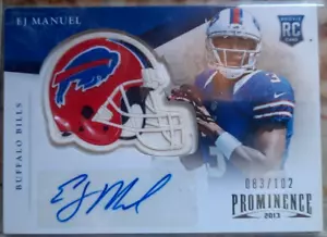 2013 PANINI PROMINENCE HELMET SIGNATURES E J MANUEL ROOKIE AUTO-83/102-BILLS - Picture 1 of 2