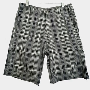 Vintage Rusty Shorts Casual Surf Flat Front Pockets Blue Gray Plaid Mens Size 32 - Picture 1 of 10