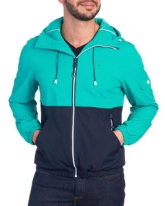 Chaqueta cortavientos forrada con capucha azul medianoche aguamarina IZOD para hombre nueva con etiquetas $150 talla XL - Imagen 1 de 6