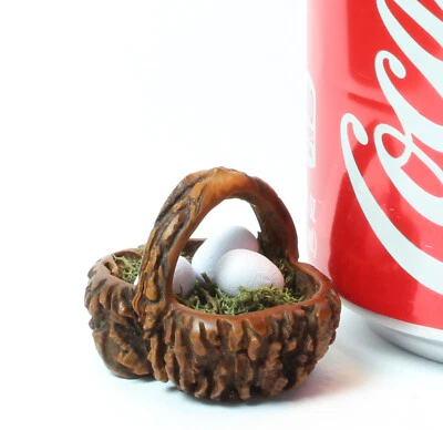 RARE Hand Carved Black Walnut Shell EASTER EGG Basket - Folk Art Nut Miniature - Image 1 of 3