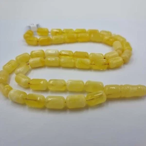 Islamische Gebetsperlen weiß mit gelbem Bernstein Fassform 7,5 x 12 mm - Bild 1 von 2