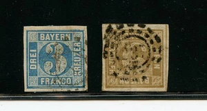 KMC4076-Alemania-Baviera #2-3 (G868) Número con hilo de seda, Imperf, U, CV $243,50 - Imagen 1 de 2