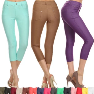 Colorful Jeggings Stretchy Skinny Leggings Pencil Capri Pants Plus S~3XL Yoain - Picture 1 of 101