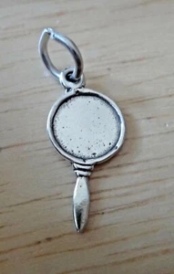 Dije de maquillaje de peluquería espejo redondo de mano de plata esterlina 20x9 mm - Imagen 1 de 3