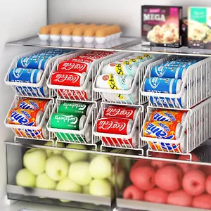 8 Pack Stackable Soda Can Organizer for Refrigerator, Can Holder Dispenser, Cann - Picture 1 of 8
