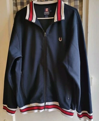 Chaqueta Chaps Ralph Lauren Para Hombres Azul Marino Rojo Blanco Borde Cremallera Frontal Manga Larga Talla M Foto 1 de 4