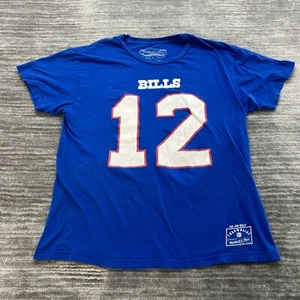 Buffalo Bills Shirt Size L Mens Jim Kelly #12 Mitchell & Ness NFL Football Blue - Picture 1 of 12