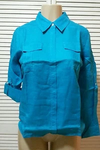 INC International Concepts Shirt, Long-Sleeve Linen Camp Size 6 Blue - Picture 1 of 5
