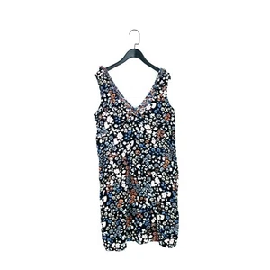 NEXT Multicoloured Floral Ruffle Trim Linen Blend Short Shift Dress - Size 10 - Picture 1 of 16