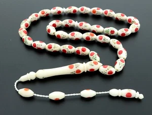 Brass inlay decor Camel bone 33 beads Islamic Prayer Beads Misbaha Tesbih 302056 - Picture 1 of 12