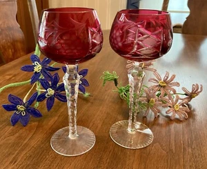 Lausitzer Vintage German Ruby Cut to Clear Hock Wine Pattern LA16 - Bild 1 von 7