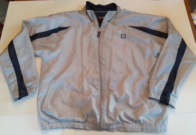Chaqueta cortavientos Wilson vintage cremallera completa gris azul talla L para hombre Foto 1 de 4