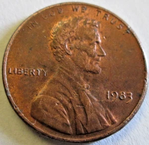 1983-P MEMORIAL OBVERSE DIE CLASH ERROR, RD/BRN COLOR, AU/MS, CIRCULATED - Bild 1 von 3