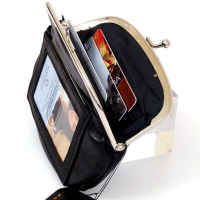 Monedero grande de cuero genuino negro para mujer con titular de licencia de identificación nuevo Foto 1 de 4