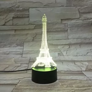 3D LED illusion Eiffel Tower USB 7Color Table Night Light Lamp Bedroom Gift - Picture 1 of 1