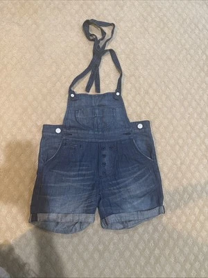Calvin Klein Jeans Denim Overall Shorts With Adjustable Strap Size 25 - Image 1 of 4