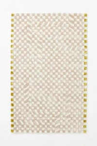 Hand Tufted Checkered Area Rug, Neutral Cream Beige Modern Carpet, Textured - Picture 1 of 2